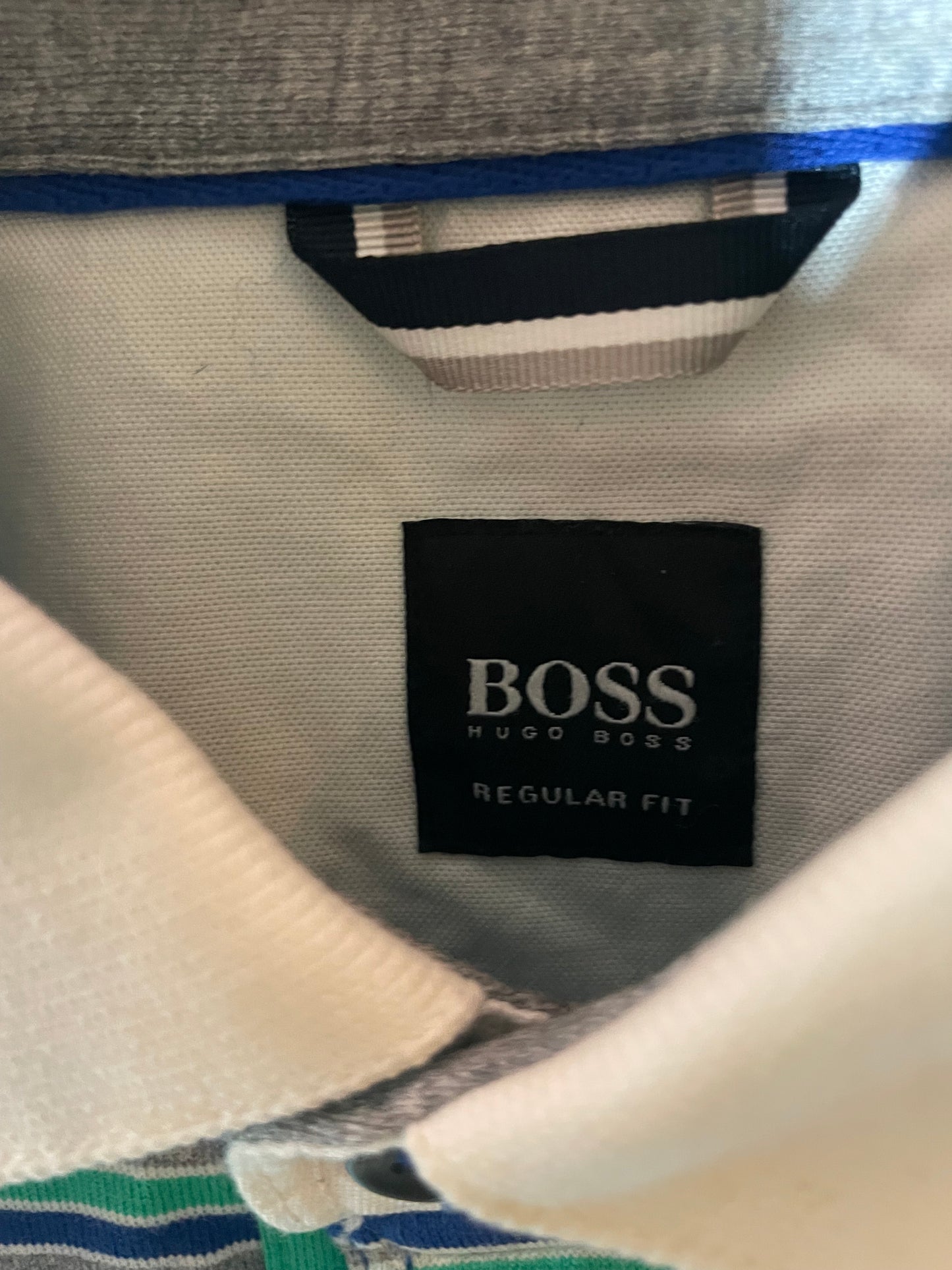 Hugo Boss Grön/Blå Randig Piké (S)