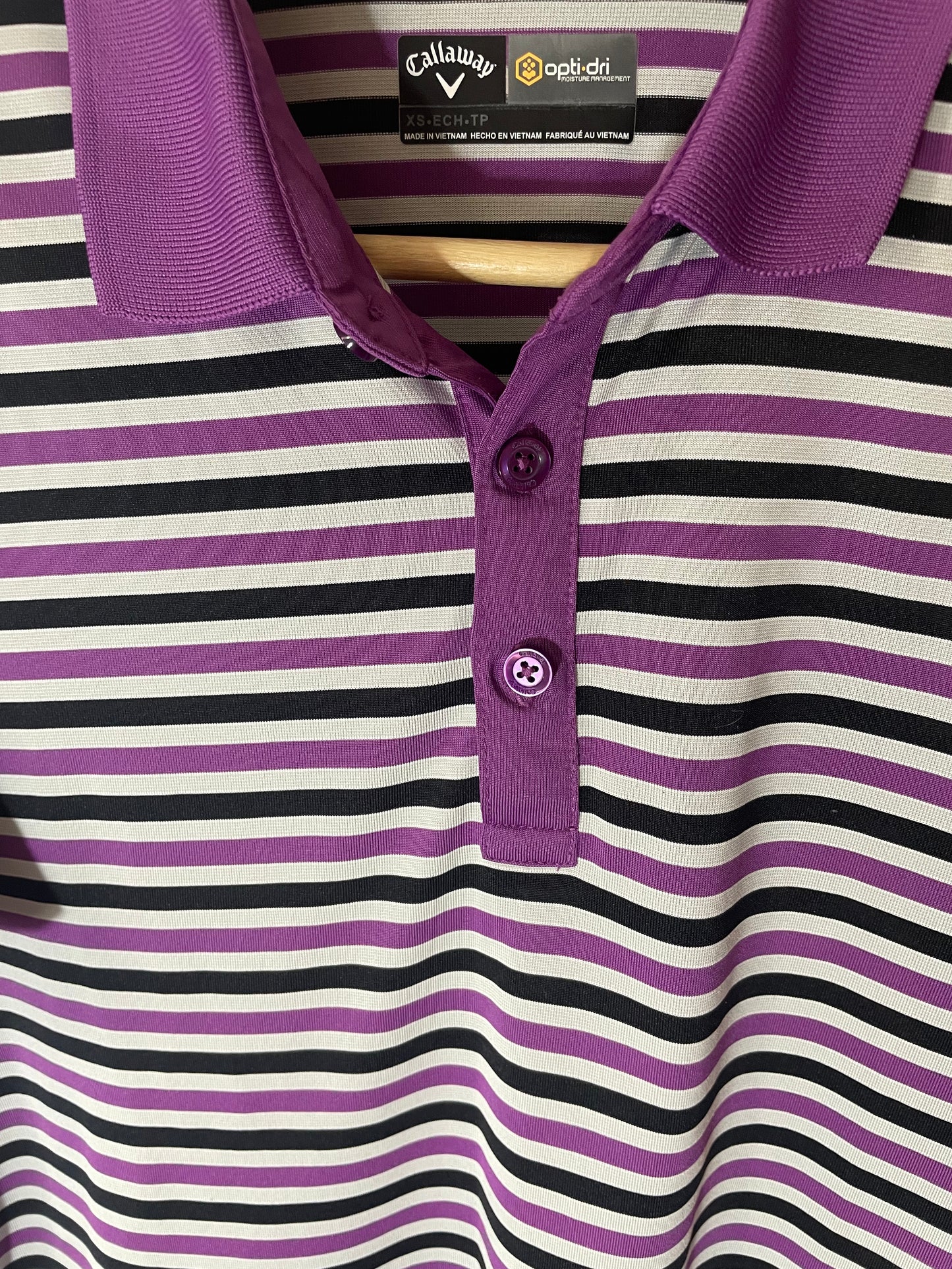 Callaway Lila/Svart/Vit Randig Piké (S)