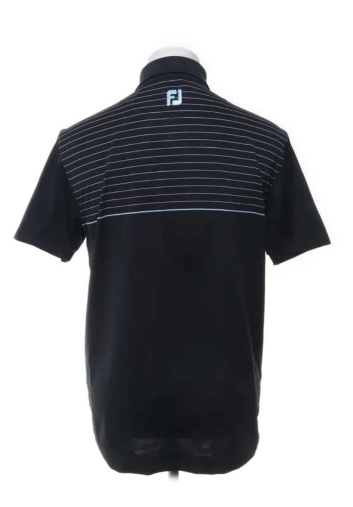 Footjoy Svart Piké med Ljusblå Ränder (M)
