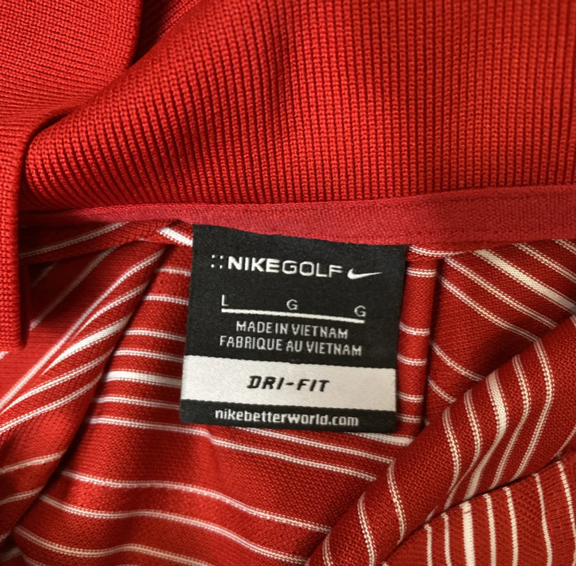 Nike Röd/Vit randig Piké (L/XL)