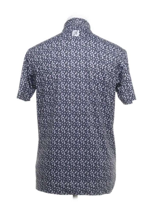 Footjoy Blå Piké med Blommor (M)