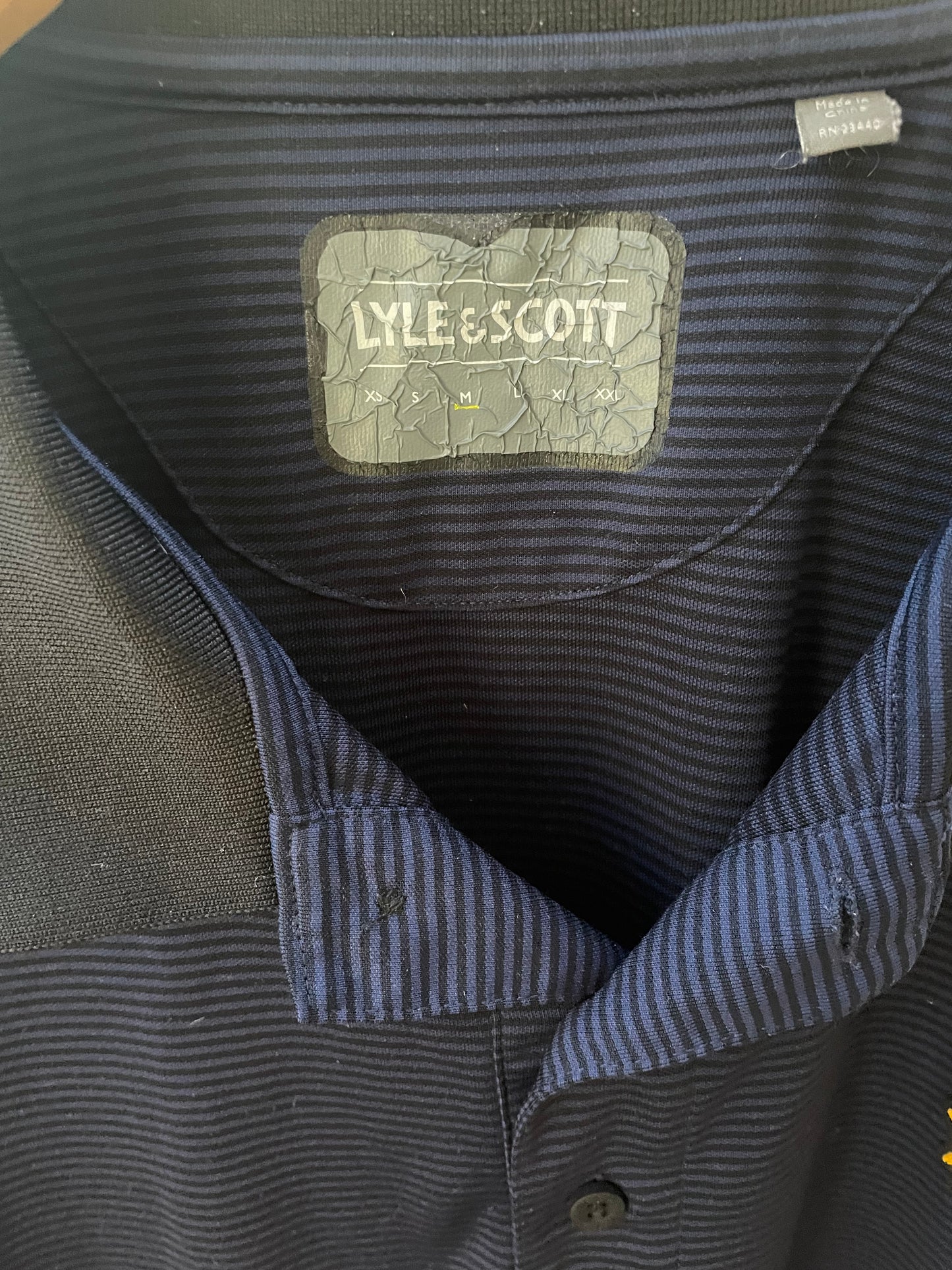 Lyle&Scott Blå och Svart Randig Piké (M)